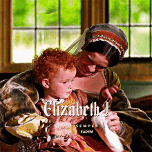 a picture of a woman holding a child with the name elizabeth j