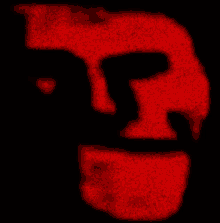 a red silhouette of a person 's face with a black background