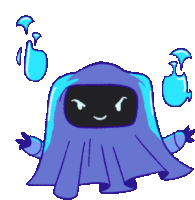 a cartoon drawing of a ghost with a hood