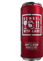 a can of bembele with care german cider is shown