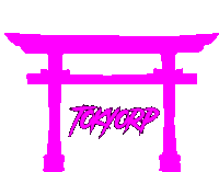 a pink torii gate with the words tokyorp written on it