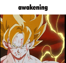 a picture of a cartoon character with the word awakening underneath it