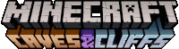 a logo for minecraft caves and cliffs with a white background