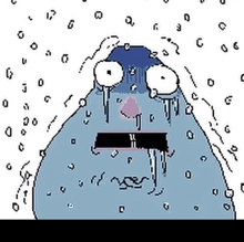 a cartoon of a monster with tears coming out of its eyes and mouth .