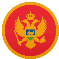 a red circle with a yellow eagle and a crown on top