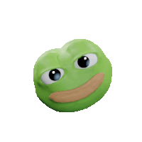 a green frog with big eyes and a smile