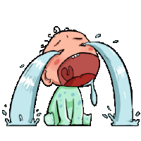 a cartoon of a baby crying with tears coming out of his mouth