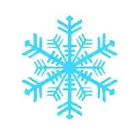 a blue snowflake on a white background with arrows pointing in different directions