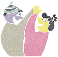 a drawing of two people giving each other high fives