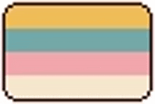 a pixel art illustration of a rainbow flag with a yellow , pink , blue , and white stripe .