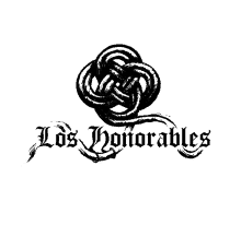 a black and white logo for los honorables with a celtic knot