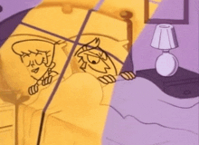 a cartoon of a man and woman sleeping on a bed