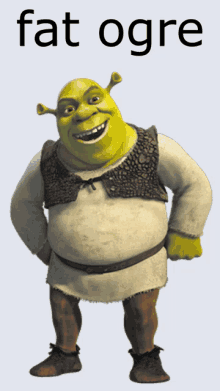 shrek from the movie shrek is standing with his hands on his hips