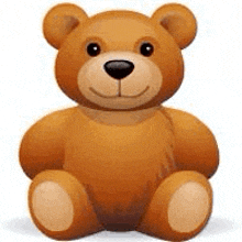 a brown teddy bear is sitting on a white surface .