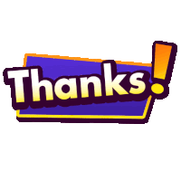 a sticker that says thanks on a purple background