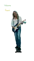 a man holding a guitar with the words welcome aboard captain mike below him