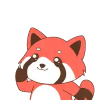 a cartoon drawing of a red panda with a white background