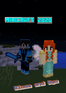 a boy and a girl in a video game called minicraft 2020