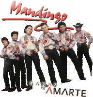 a group of men standing next to each other with the words mandingo ganas de amarte below them