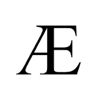 a black letter e on a white background .