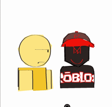 a drawing of a roblox character with a yellow face