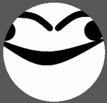 a black and white smiley face with a big smile on it .