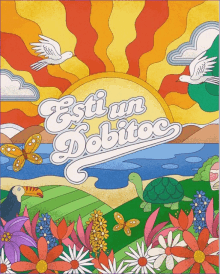 a poster with a sun and the words " esti un debitoc " on it