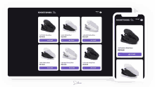 a rocketshoes website is displayed on a phone and computer screen