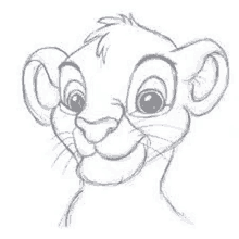 a pencil drawing of a lion cub from the lion king .