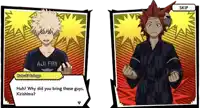 a screenshot of a video game where a character says " huh why did you bring these guys kirishima "