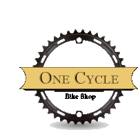 a logo for one cycle bike shop with a chain