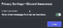 a screenshot of a privacy settings discord awareness screen