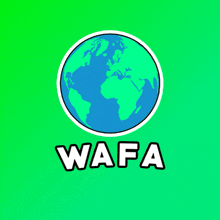 a green background with a globe and the words wafa