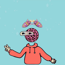 a cartoon drawing of a person with a leopard print on their face