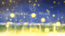 a blurry picture of a field with the words music mind on it