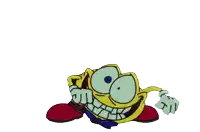 a cartoon character with a tongue sticking out and a big mouth