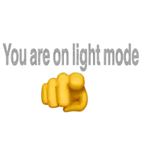 a yellow fist pointing to the words you are on light mode