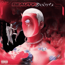 a poster with a devil and a rose on it that says beauty death