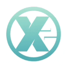 a blue x in a circle on a white background is a logo .