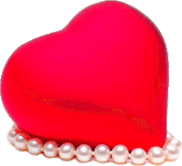 a red heart is surrounded by white pearls