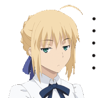 a girl with blonde hair and green eyes is wearing a white shirt and a blue bow tie