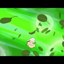 popeye the sailor is surrounded by green leaves