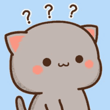 a cute cartoon cat with three question marks on its head .