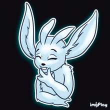 a cartoon drawing of a rabbit with a black background and the words imgplay below it