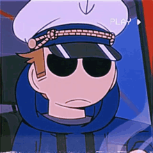 a cartoon character wearing a hat and sunglasses .