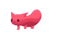a pixel art drawing of a red cat with black eyes