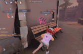 a screenshot of a video game shows a cheerleader and a nightmare in the background