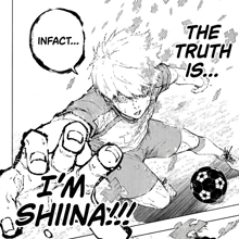 a black and white drawing of a soccer player with a speech bubble that says infact