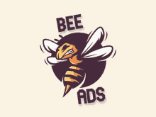 a logo for bee ads shows a bee with its wings outstretched