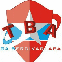 a red , white , and blue shield with the letters tb4 on it .